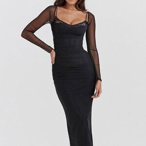 Lace Detail Long Sleeve Bodycon Maxi Dress | New Elegant Evening Dress